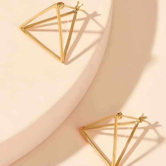 Gold Geo Triangle Earrings - Picture 5 of 6